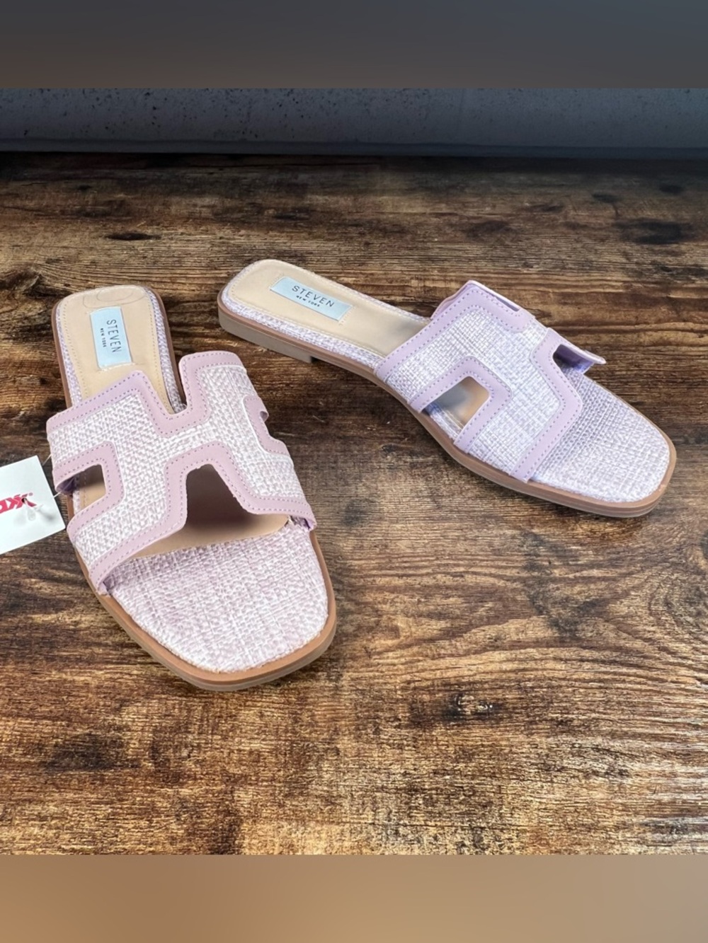 Steven By Steve Madden Pink Woven Slide Sandals